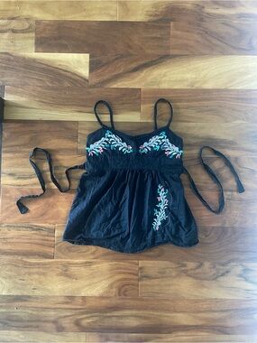 XOXO Black Embroidered Babydoll Camisole